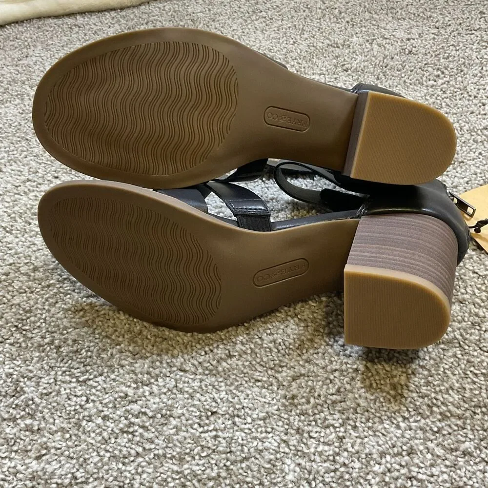 New Frye & Co Womens Hollins‎ Heeled Sandals Black Size 10 Open Toe Ankle Strap